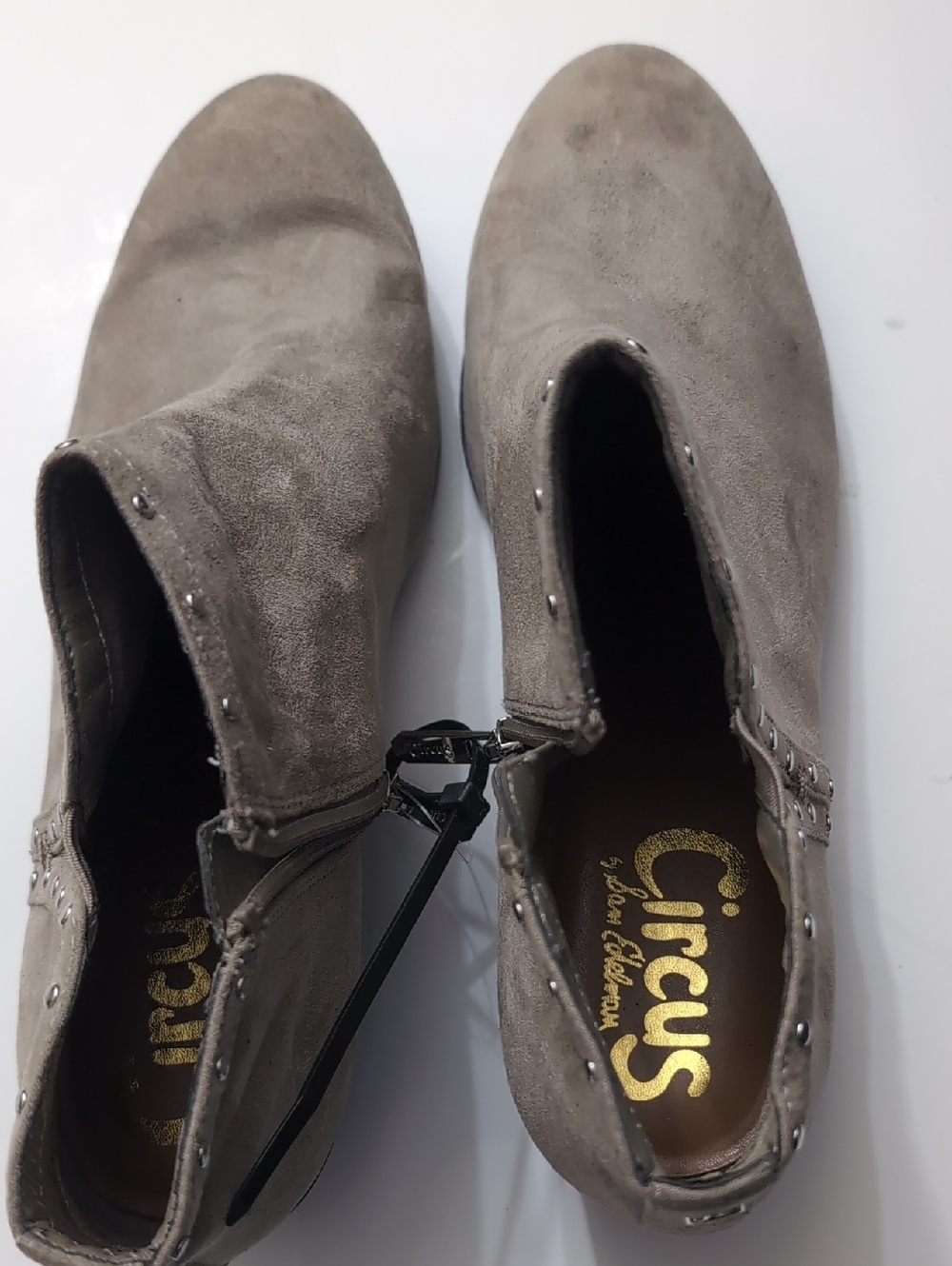 Circus by Sam Edelman Taupe Suede Studded Ankle Booties